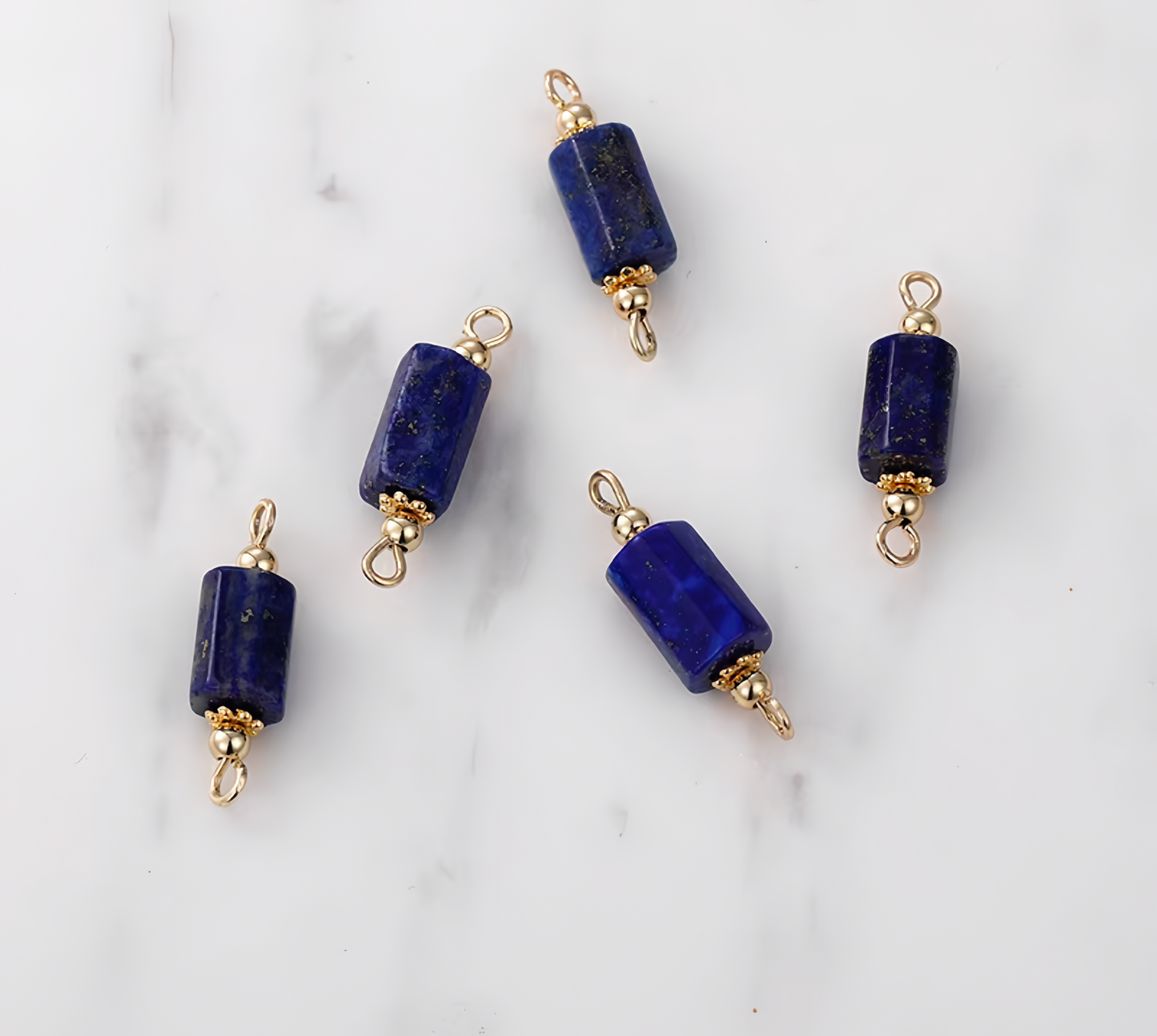 14K Gold Plated Cooper Gemstone Double-Side Rings Pendant