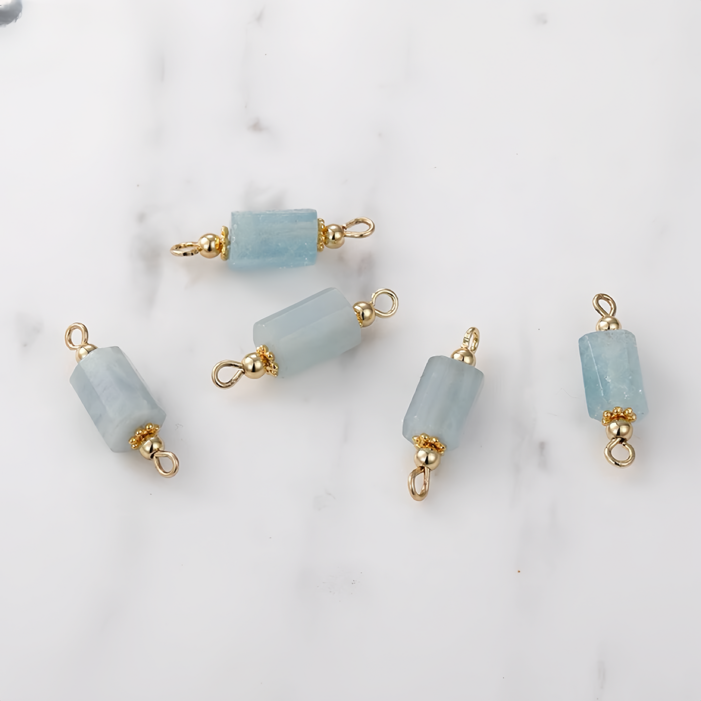 14K Gold Plated Cooper Gemstone Double-Side Rings Pendant