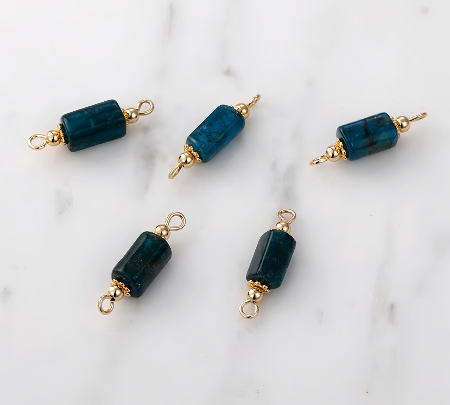 14K Gold Plated Cooper Gemstone Double-Side Rings Pendant