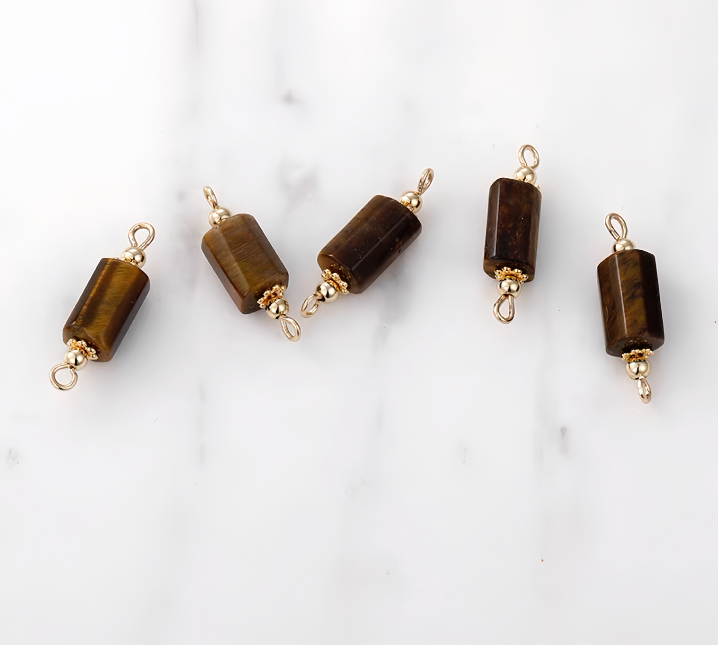 14K Gold Plated Cooper Gemstone Double-Side Rings Pendant