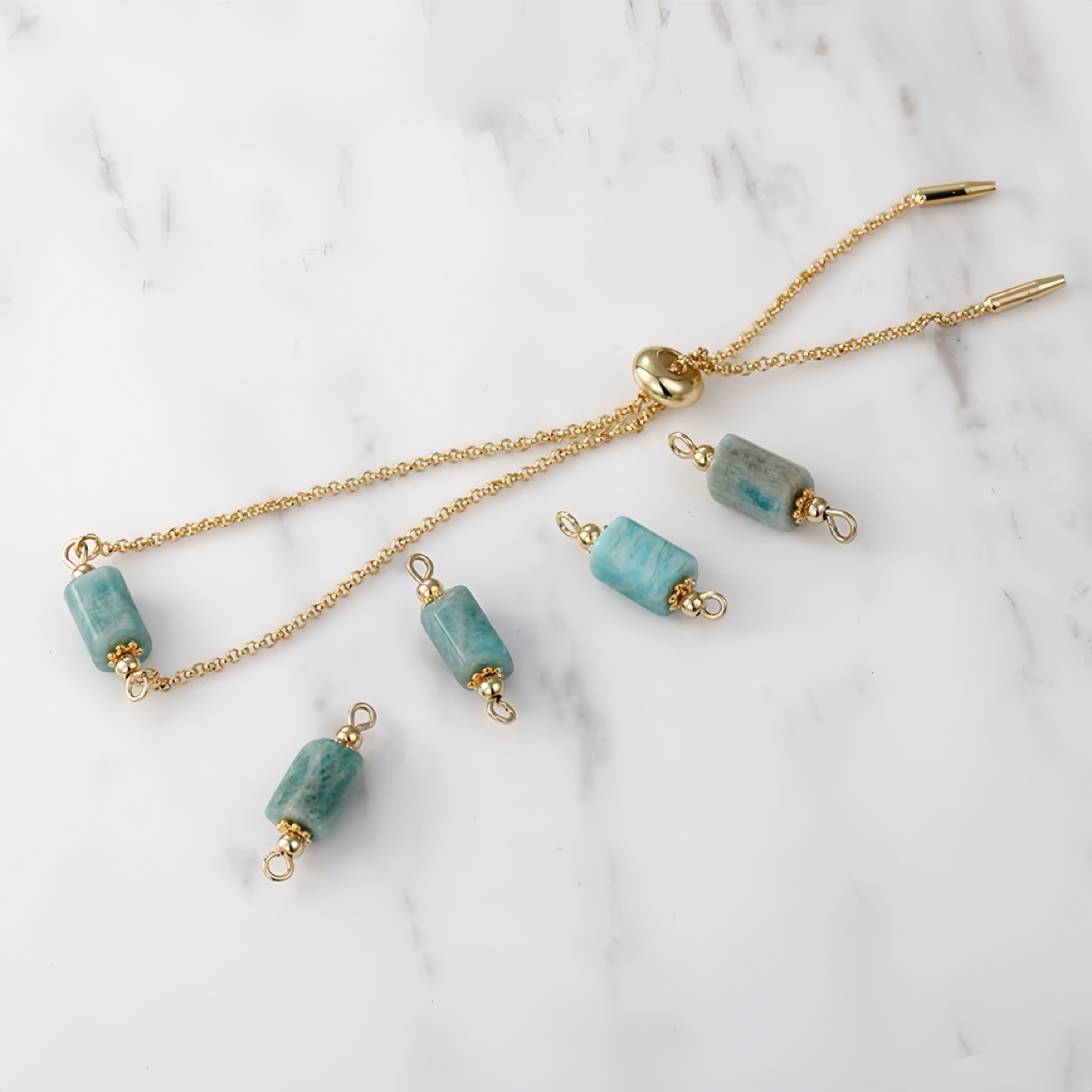 14K Gold Plated Cooper Gemstone Double-Side Rings Pendant
