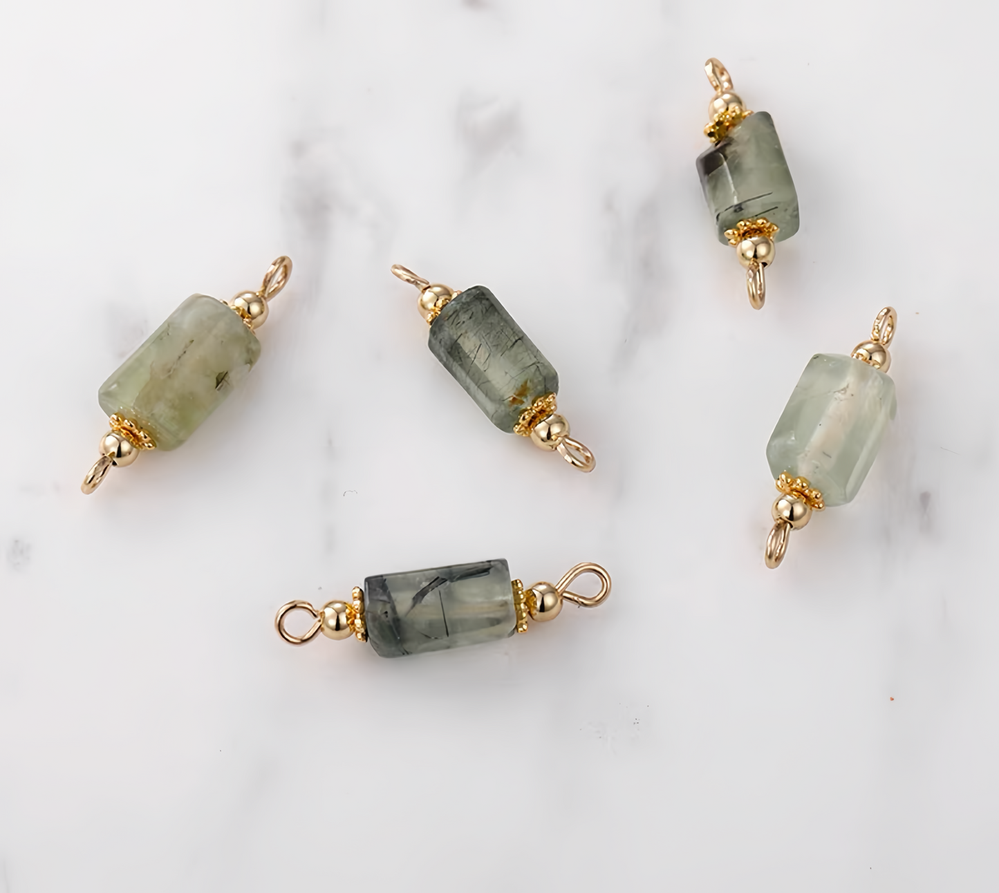14K Gold Plated Cooper Gemstone Double-Side Rings Pendant