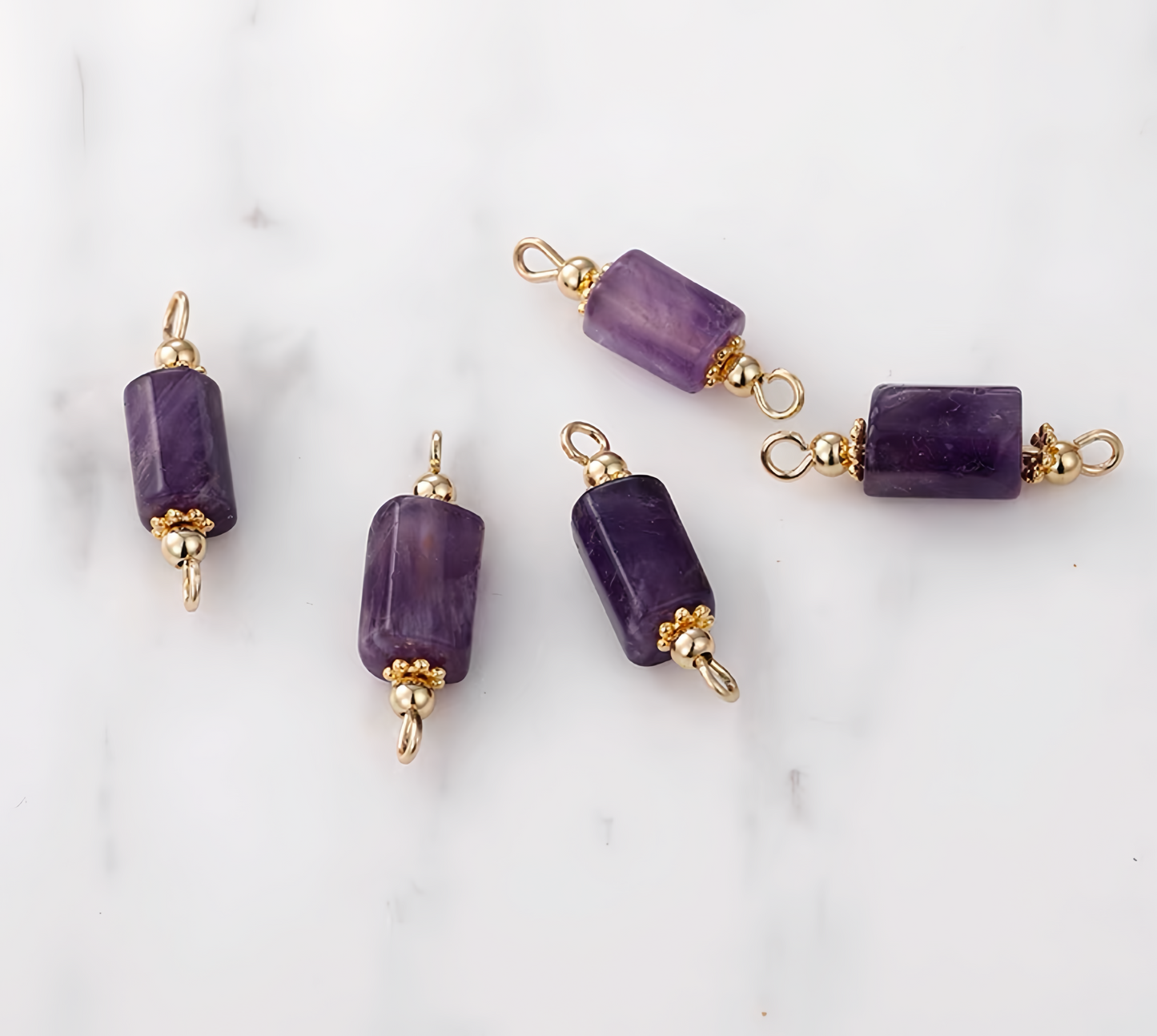 14K Gold Plated Cooper Gemstone Double-Side Rings Pendant