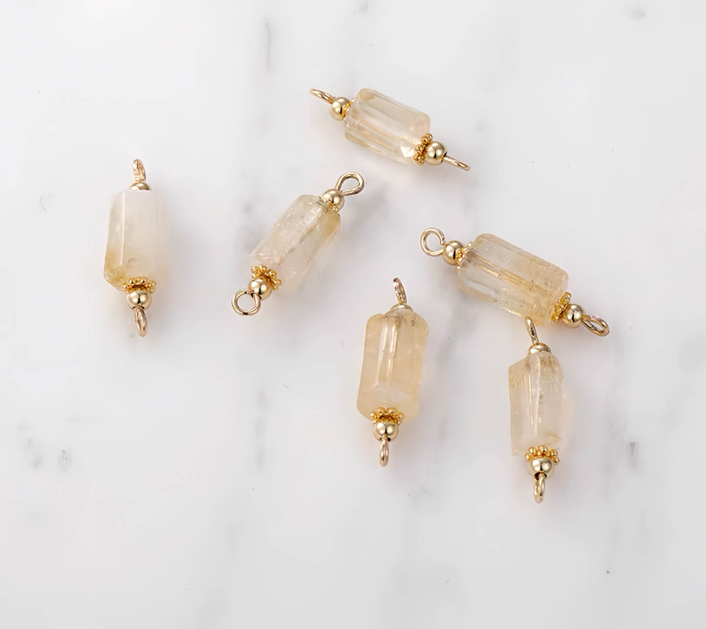 14K Gold Plated Cooper Gemstone Double-Side Rings Pendant