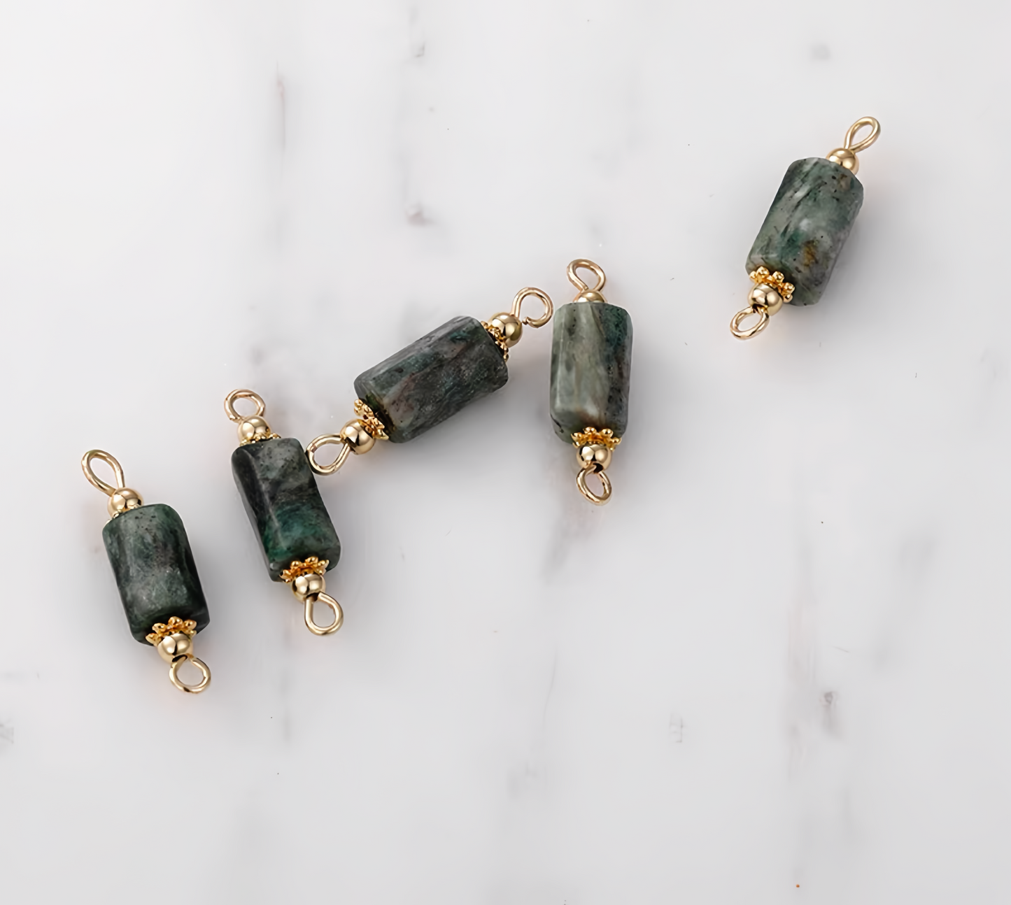 14K Gold Plated Cooper Gemstone Double-Side Rings Pendant