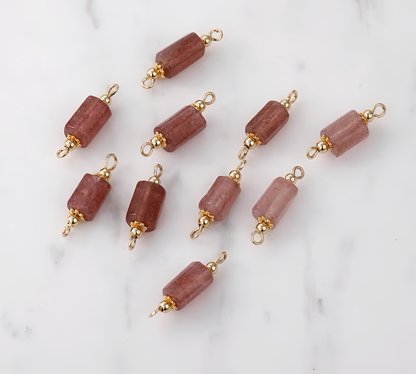 14K Gold Plated Cooper Gemstone Double-Side Rings Pendant