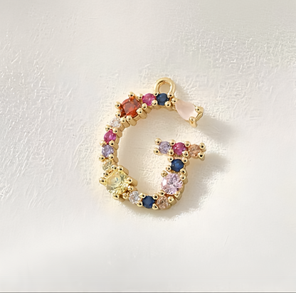 A-Z Letters Pendant Initial Charms Zircon Embed Add on Charm Personalized