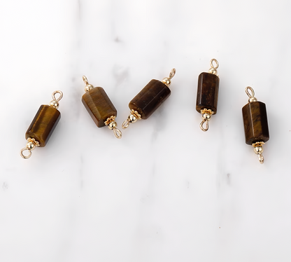 14K Gold Plated Cooper Gemstone Double-Side Rings Pendant