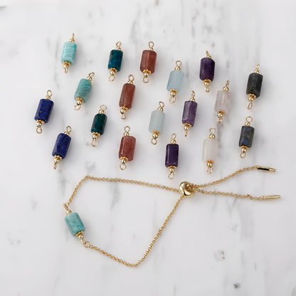 14K Gold Plated Cooper Gemstone Double-Side Rings Pendant