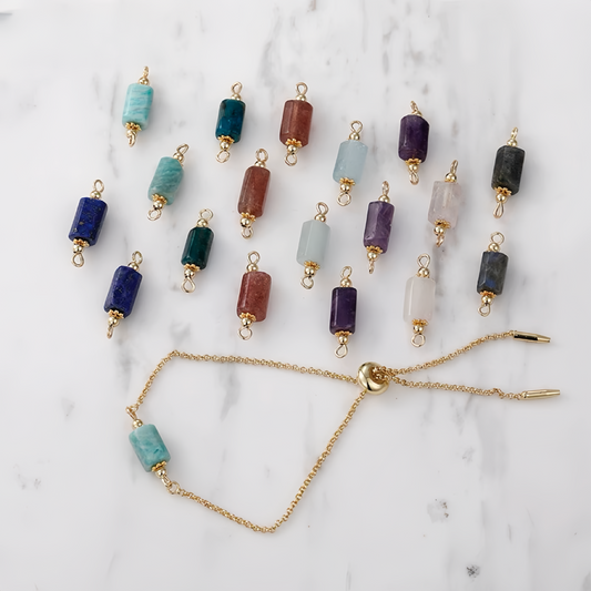 14K Gold Plated Cooper Gemstone Double-Side Rings Pendant