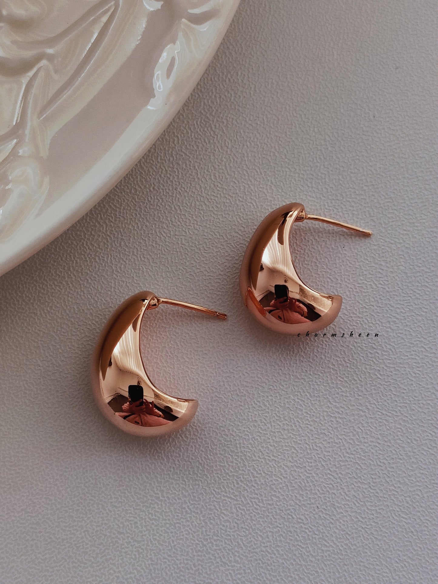 [Lunar] 18k Gold Plating Sterling Silver Hoops Earrings