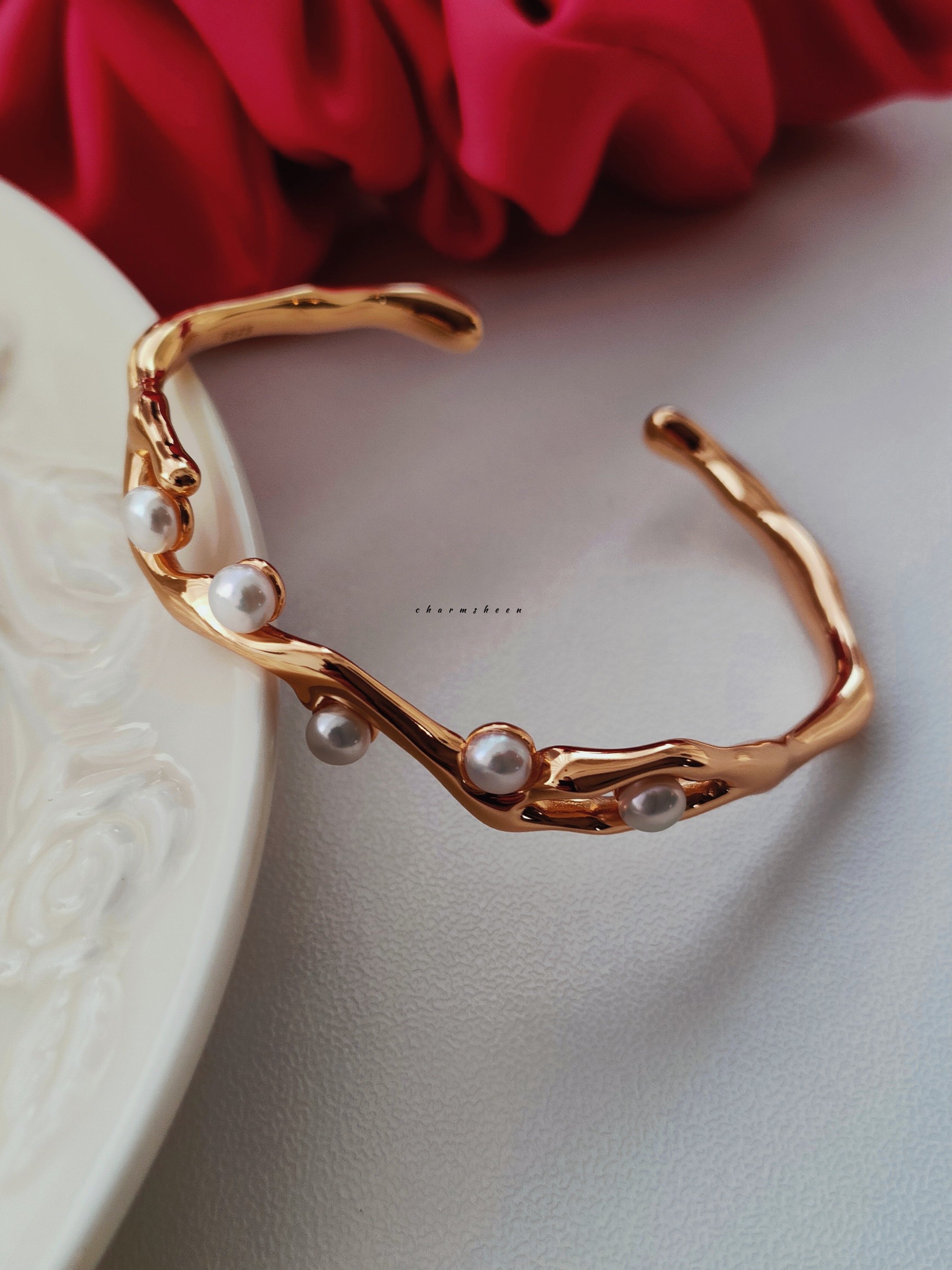 ARREBOL] 18k Gold Vermeil Thanks to Natural Bracelet – Charm Sheen