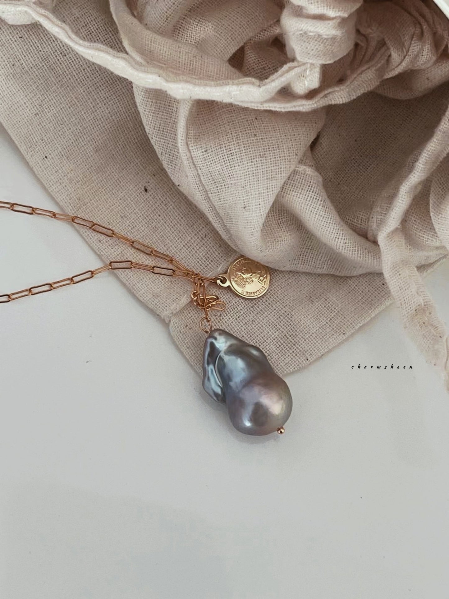[Forest Mist] -Baroque Pearl 18k Gold Plating Sterling Silver Necklace