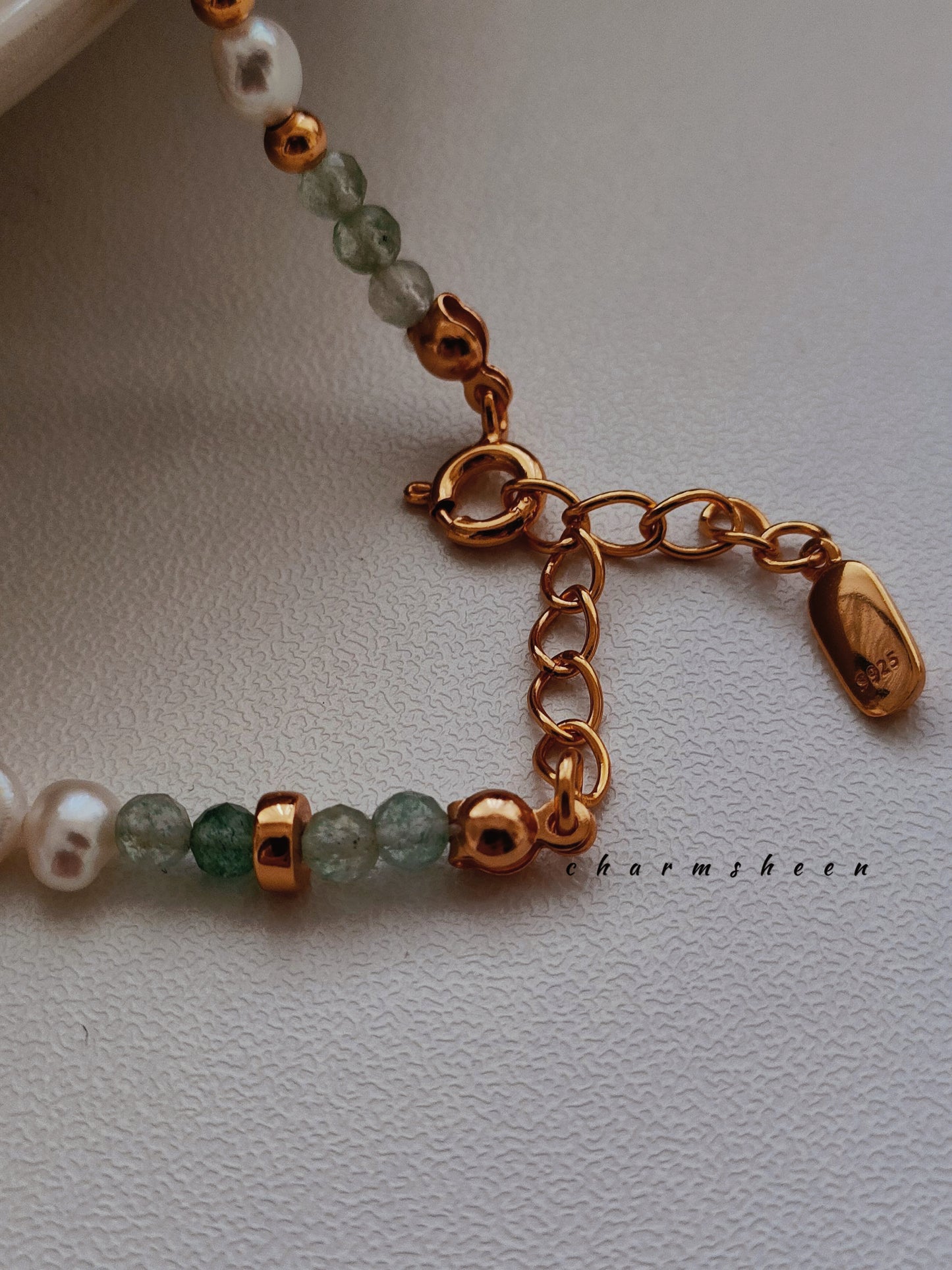 [Petrichor] -Moss Agate 18k Gold Plating Sterling Silver Bracelet