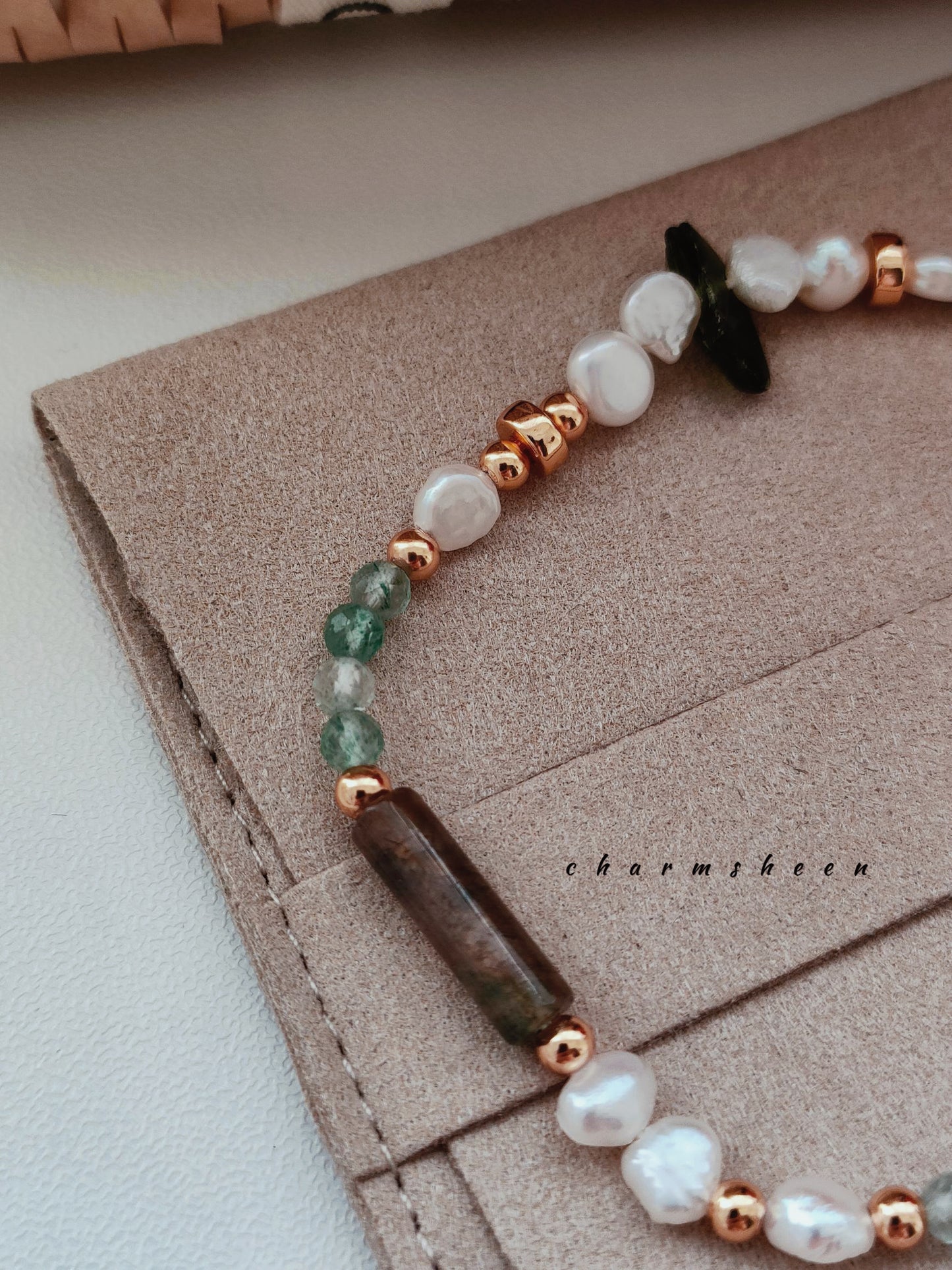 [Petrichor] -Moss Agate 18k Gold Plating Sterling Silver Bracelet