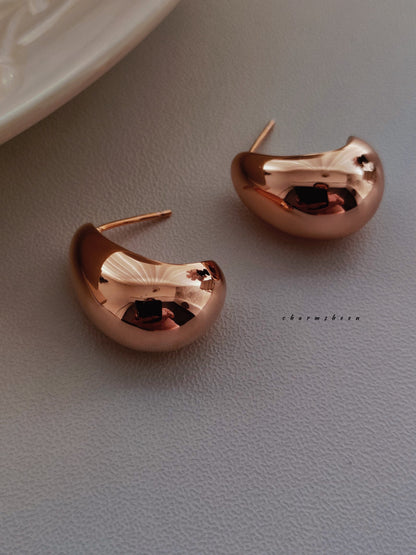 [Lunar] 18k Gold Plating Sterling Silver Hoops Earrings